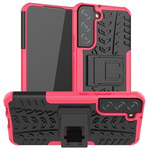 huismerk Voor Samsung Galaxy S22 + 5G TEALTE TUSTEN SCHOCKPROFE TPU + PC PHONE CASE MET HOUDER (PINK)