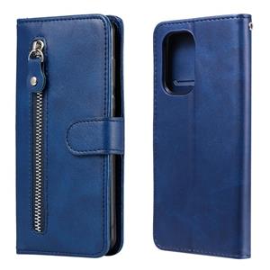 huismerk For Xiaomi Redmi K40 Fashion Calf Texture Zipper Horizontal Flip Leather Case with Holder & Card Slots & Wallet(Blue)