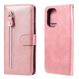 huismerk For Xiaomi Redmi K40 Fashion Calf Texture Zipper Horizontal Flip Leather Case with Holder & Card Slots & Wallet(Rose Gold)