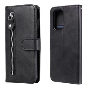 huismerk For Xiaomi Redmi K40 Pro Fashion Calf Texture Zipper Horizontal Flip Leather Case with Holder & Card Slots & Wallet(Black)