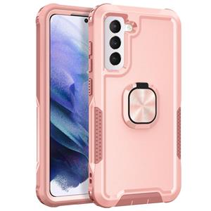 huismerk Voor Samsung Galaxy S21 + 5G 3 in 1 ringhouder PC + TPU -telefoonhoesje (roségoud)