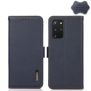 huismerk For Samsung Galaxy S20+ KHAZNEH Side-Magnetic Litchi Genuine Leather RFID Phone Case(Blue)