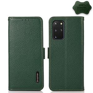 huismerk For Samsung Galaxy S20+ KHAZNEH Side-Magnetic Litchi Genuine Leather RFID Phone Case(Green)