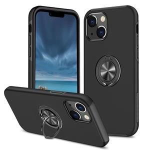 huismerk PC + TPU Shockproof Magnetic Protective Case with Invisible Ring Holder For iPhone 13 mini(Black)