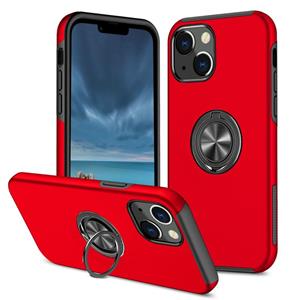 huismerk PC + TPU Shockproof Magnetic Protective Case with Invisible Ring Holder For iPhone 13 mini(Red)