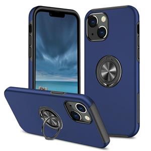 huismerk PC + TPU Shockproof Magnetic Protective Case with Invisible Ring Holder For iPhone 13 mini(Blue)