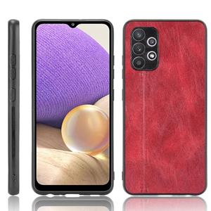 huismerk Voor Samsung Galaxy A32 4G Europese versie Schokbestendig Naaien Koe patroon Huid PC + PU + TPU Case (Rood)