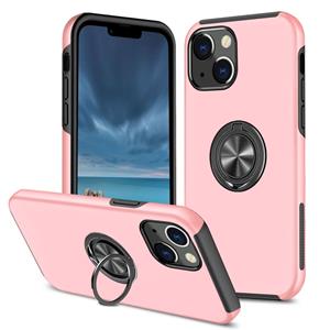 huismerk PC + TPU Shockproof Magnetic Protective Case with Invisible Ring Holder For iPhone 13 mini(Rose Gold)