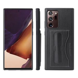 huismerk Voor Samsung Galaxy Note20 Ultra Fierre Shann Volledige dekking Beschermende lederen hoes met Holder & Card Slot(Zwart)