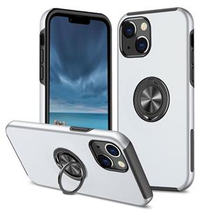 huismerk PC + TPU Shockproof Magnetic Protective Case with Invisible Ring Holder For iPhone 13 mini(Silver)