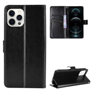 huismerk Crazy Horse Texture Horizontal Flip Leather Case with Holder & Card Slots & Lanyard For iPhone 13 mini(Black)