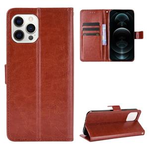 huismerk Crazy Horse Texture Horizontal Flip Leather Case with Holder & Card Slots & Lanyard For iPhone 13 mini(Brown)