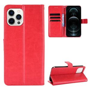 huismerk Crazy Horse Texture Horizontal Flip Leather Case with Holder & Card Slots & Lanyard For iPhone 13 mini(Red)