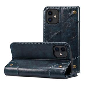 huismerk Barokke eenvoudige horizontale flip lederen hoes met houder & kaartslots & portemonnee voor iPhone 12 mini(Zwart)