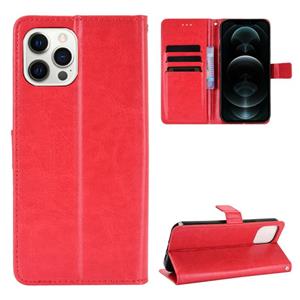 huismerk Crazy Horse Texture Horizontal Flip Leather Case with Holder & Card Slots & Lanyard For iPhone 13 Pro Max(Red)