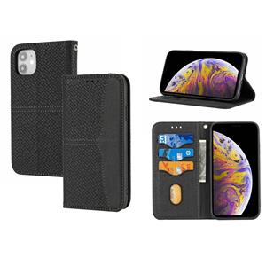 huismerk Geweven textuur stikken magnetische horizontale flip pu lederen tas met houder & kaart slots & portefeuille & lanyard voor iPhone 13 mini