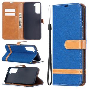 huismerk Voor Samsung Galaxy S30 Plus Kleur Bijpassende Denim Textuur Horizontale Flip Lederen case met Holder & Card Slots & Wallet & Lanyard(Blauw)