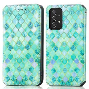 huismerk Voor Samsung Galaxy A52 5G Kleurrijke Magnetische Horizontale Flip PU Lederen Case met Houder & Card Slot & Portemonnee (Emerald)