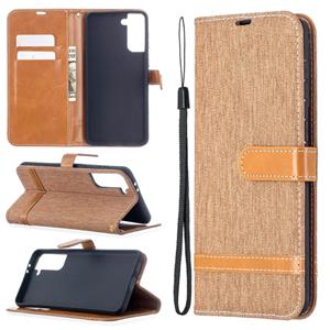 huismerk Voor Samsung Galaxy S30 Plus Kleur Bijpassende Denim Textuur Horizontale Flip Lederen case met Holder & Card Slots & Wallet & Lanyard(Bruin)