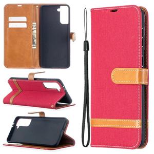 huismerk Voor Samsung Galaxy S30 Plus Kleur Bijpassende Denim Textuur Horizontale Flip Lederen case met Holder & Card Slots & Wallet & Lanyard(Red)