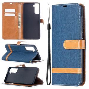 huismerk Voor Samsung Galaxy S30 Plus Kleur Bijpassende Denim Textuur Horizontale Flip Lederen case met Holder & Card Slots & Wallet & Lanyard(Donkerblauw)