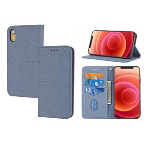 huismerk Geweven textuur stiksels magnetische horizontale flip PU lederen geval met houder kaart slots & portemonnee & lanyard voor iPhone XR (grijs)