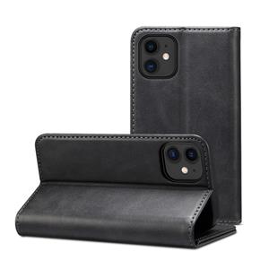 huismerk Kalfstextuur Horizontale Flip Lederen case met houder & kaartslots & portemonnee voor iPhone 12 mini(Zwart)