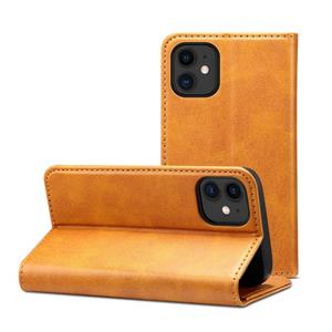 huismerk Kalftextuur horizontale flip lederen hoes met houder & kaartslots & portemonnee voor iPhone 12 mini(Khaki)