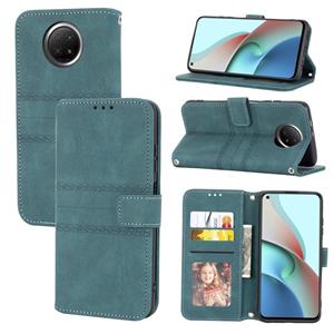 huismerk Voor Xiaomi Redmi Note 9 5G reliëf gestreepte magnetische gesp PU + TPU horizontale flip lederen tas met houder & kaart slot & portemonnee en fotolij