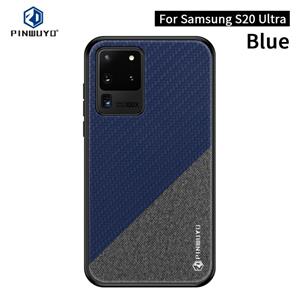 Voor Galaxy S20 Ultra PINWUYO Rong Series Schokbestendige PC + TPU+ Chemische fiber cloth beschermhoes(blauw)