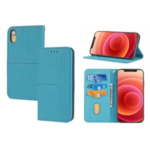 huismerk Geweven textuur stiksels magnetische horizontale flip pu lederen tas met houder & kaart slots & portemonnee en lanyard voor iPhone XS max