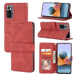 huismerk Voor Xiaomi Redmi Note 10 Pro 5G reliëf gestreepte magnetische gesp PU + TPU horizontale flip lederen tas met houder & kaart slot & portemonnee en fo