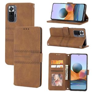 huismerk Voor Xiaomi Redmi Note 10 Pro 5G reliëf gestreepte magnetische gesp PU + TPU horizontale flip lederen tas met houder & kaart slot & portemonnee en fo