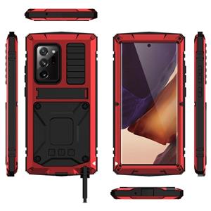 Voor Samsung Galaxy Note 20 Ultra R-JUST Schokbestendig waterdicht stofdicht metaal + siliconen beschermhoes met houder(rood)