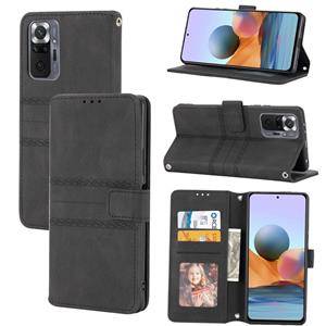 huismerk Voor Xiaomi Redmi Note 10 Pro 5G reliëf gestreepte magnetische gesp PU + TPU horizontale flip lederen tas met houder & kaart slot & portemonnee en fo