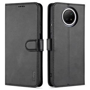 Voor Xiaomi Redmi Note 9 5G AZNS Skin Feel Calf Texture Horizontale Flip Lederen Case met Kaart Slots & Houder & Portemonnee (Zwart)