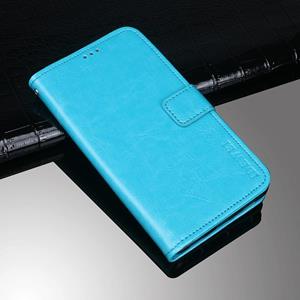 Idewei Crazy Horse Textuur Horizontale Flip Leren Case met Houder & Kaart Slots & Portemonnee voor iPhone 13 Mini (Sky Blue)