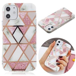 huismerk Voor iPhone 12 Plating Marble Pattern Soft TPU Beschermhoes (Roze)