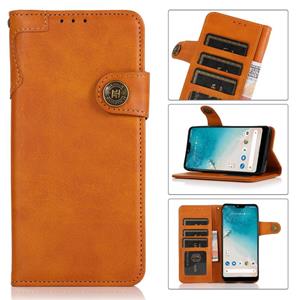 huismerk Voor Oppo A16 Khazneh Dual-Splicing Koeienhuid Textuur Horizontale Flip Leren Case met Houder & Kaart Slots & Portemonnee & Photo Frame & Lanyard (Bro