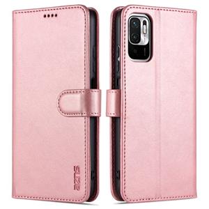 Voor Xiaomi Poco M3 PRO 5G AZNS Skin Feel Calf Texture Horizontale Flip Lederen Case met Kaart Slots & Houder & Wallet (Rose Gold)