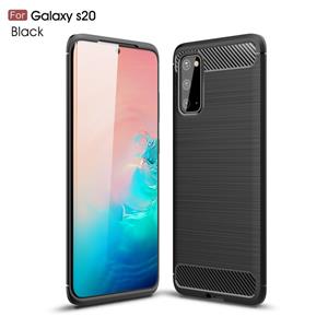 huismerk Voor Galaxy S20 Geborstelde textuur koolstofvezel TPU Case(Zwart)