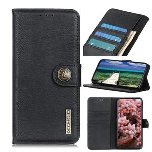 huismerk Voor Oppo A16 Khazneh Cowhide Texture Horizontale Flip Leren Case Met Houder & Card Slots & Portemonnee (Zwart)