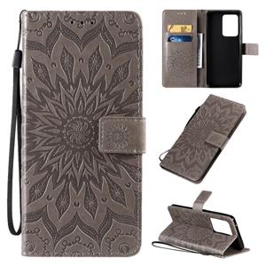 huismerk Voor Galaxy S20 Ultra Sun Print Horizontale flip beschermhoes met Houder & Card Slots & Wallet(Grijs)