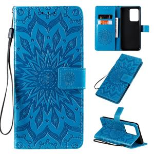 huismerk For Galaxy S20 Ultra Sun Print Horizontal Flip Protective Case with Holder & Card Slots & Wallet(Blue)