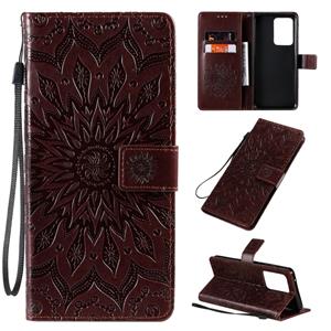 huismerk For Galaxy S20 Ultra Sun Print Horizontal Flip Protective Case with Holder & Card Slots & Wallet(Brown)