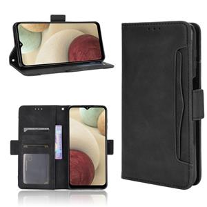 huismerk Voor Samsung Galaxy M32 Skin Feel Kalf Patroon Horizontale Flip Lederen Hoesje met Houder & Kaart Slots & Fotolijst (Zwart)