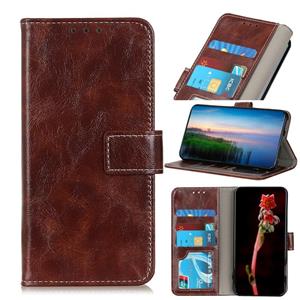 huismerk Voor Oppo A16 Retro Crazy Horse Textuur Horizontale Flip Lederen Case met Houder & Card Slots & Photo Frame & Wallet (Brown)