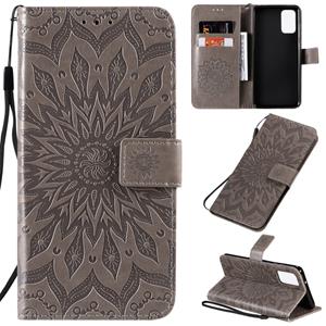 huismerk Voor Galaxy S20+ Sun Print Horizontale Flip Beschermhoes met Houder & Card Slots & Wallet(Grijs)