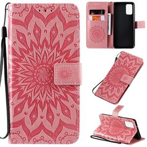 huismerk Voor Galaxy S20+ Sun Print Horizontale Flip Beschermhoes met Houder & Card Slots & Wallet(Pink)