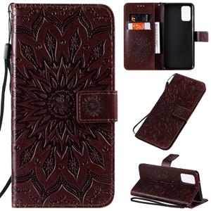 huismerk Voor Galaxy S20+ Sun Print Horizontale Flip Beschermhoes met Houder & Card Slots & Wallet(Brown)